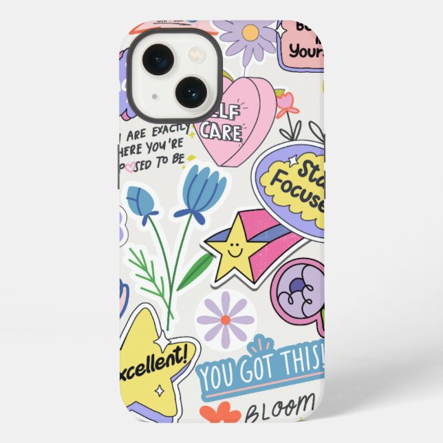 Positive Affirmation Sticker Collage iPhone Case (Back)