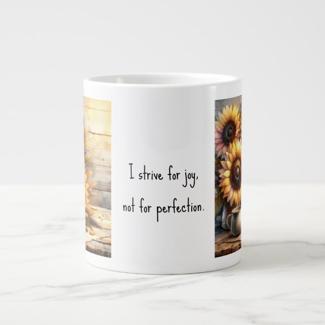 Positive affirmation Sunflowers Watercolor Art Large Coffee Mug (Front)