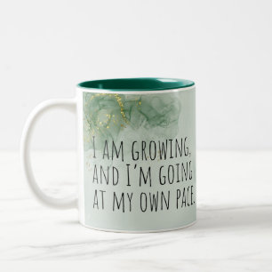 Positive Affirmation Watercolor Green/Gold Two-Tone Coffee Mug