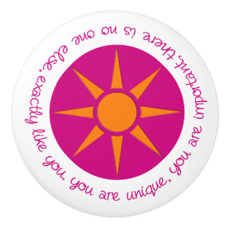 Positive affirmation You are Unique pink orange Ceramic Knob