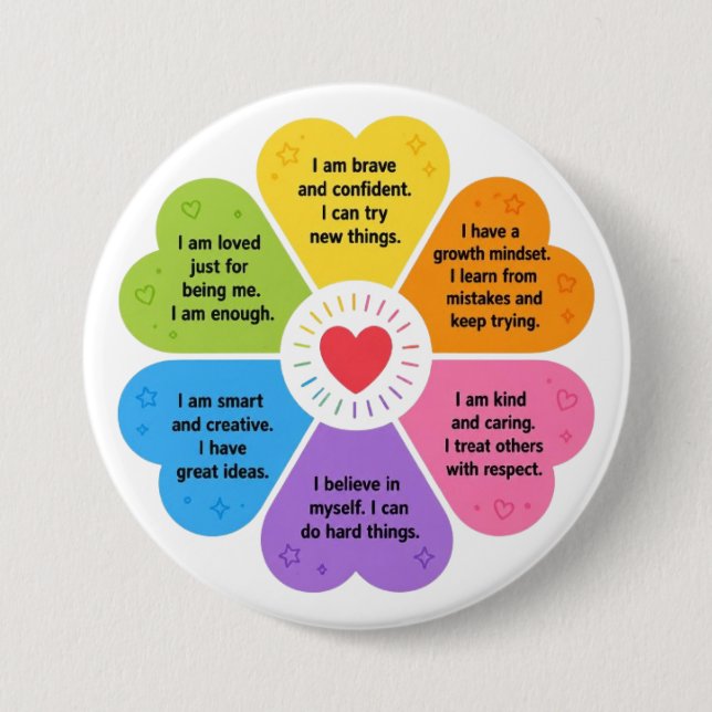 Positive Affirmations 3 Inch Round Button (Front)