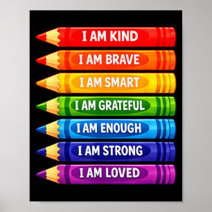 Positive affirmations crayons for kids  poster