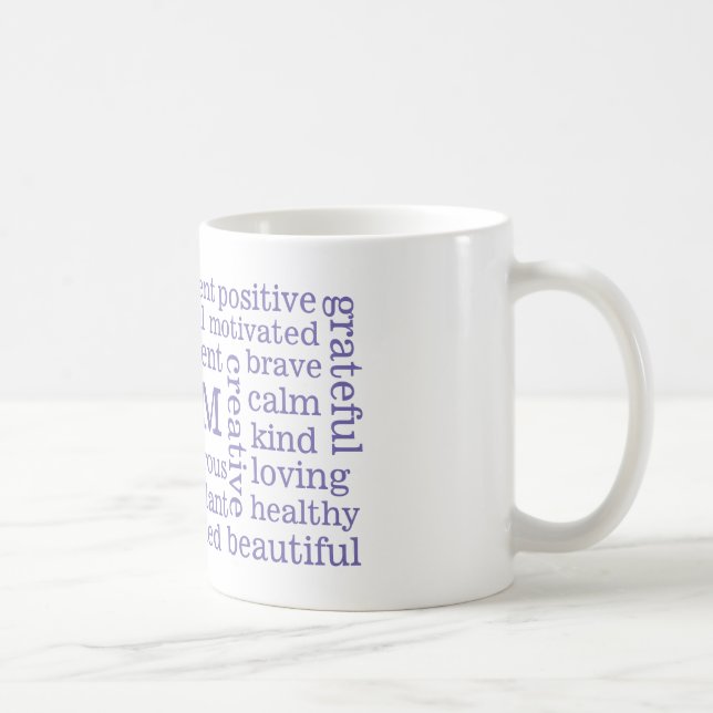 Positive Affirmations I AM Statements Purple Coffee Mug (Right)