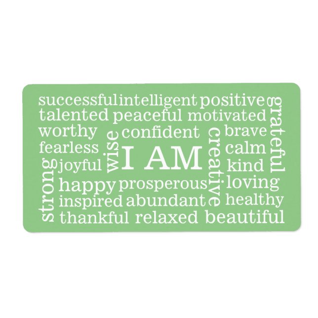 Positive Affirmations I AM words for Success (Front)