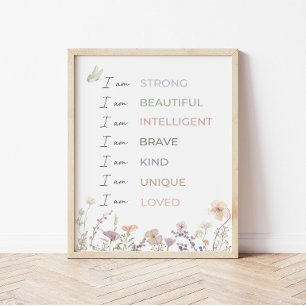 Positive Affirmations Print: Wildflower Wall Art 