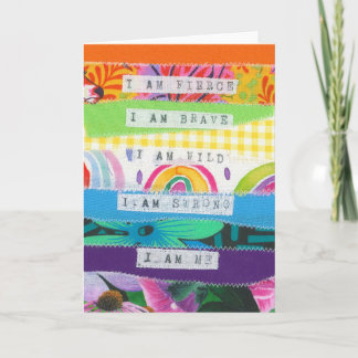 Positive affirmations rainbow stripes card