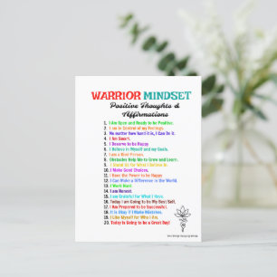Positive Affirmations Warrior Mindset Postcards