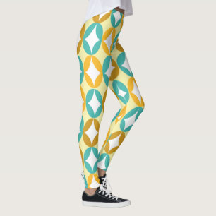 Positive and Negative Space - Turquoise and Yellow Leggings