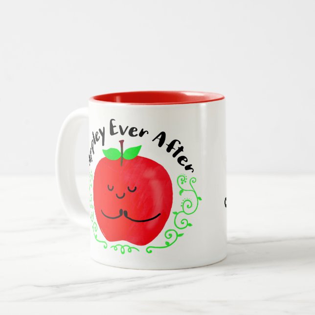 Positive Apple Pun - Appley Ever After Two-Tone Coffee Mug (Front Left)