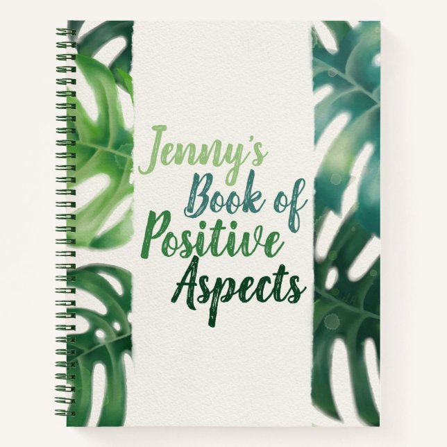 Positive Aspects Watercolor Palm Leaves Gratitude Notebook (Front)