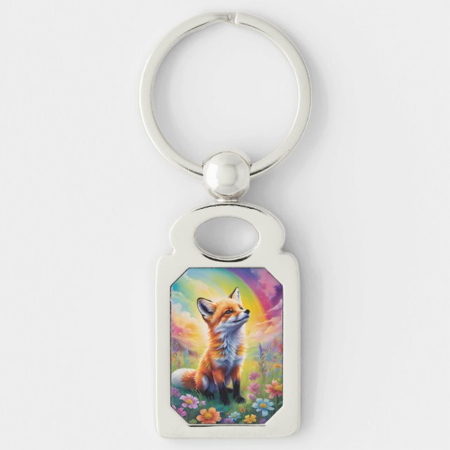 Positive Attitude Red Fox Pup Keychain (Front)