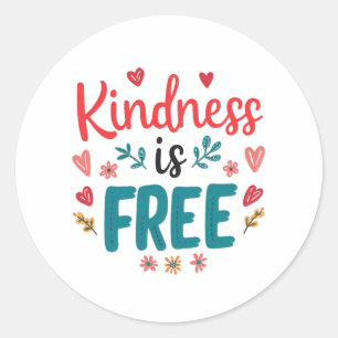 Positive "Be Kind" Message with Hearts Classic Round Sticker