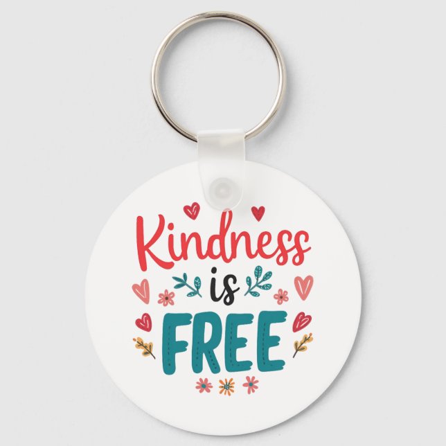 Positive "Be Kind" Message with Hearts Keychain (Front)