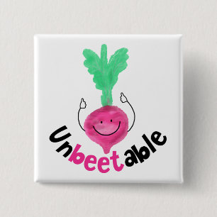 Positive Beet Pun - Unbeetable 2 Inch Square Button