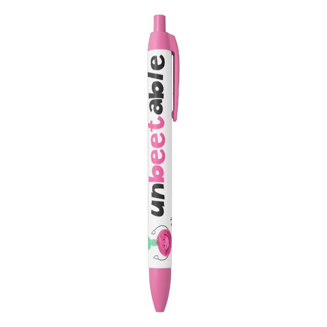 Positive Beet Pun - Unbeetable Black Ink Pen (Bottom (Vertical))