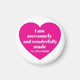 Positive Bible Verse Affirmation Pink Heart Cute Magnet
