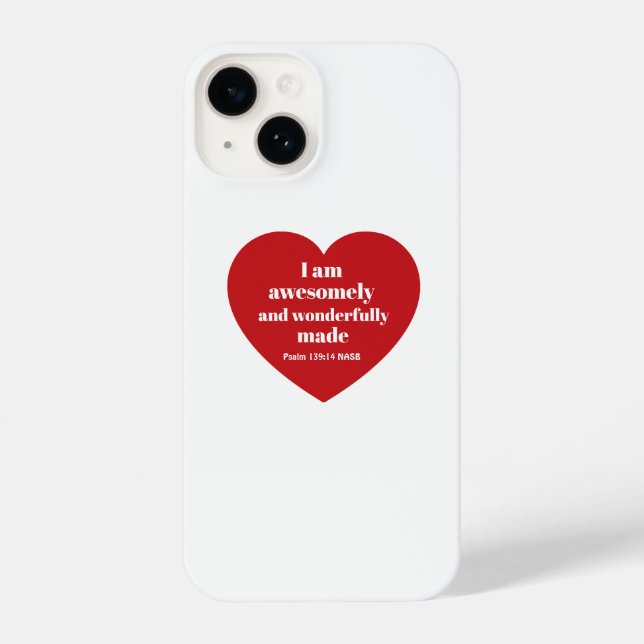 Positive Bible Verse Affirmation Red Heart Cute iPhone Case (Back)