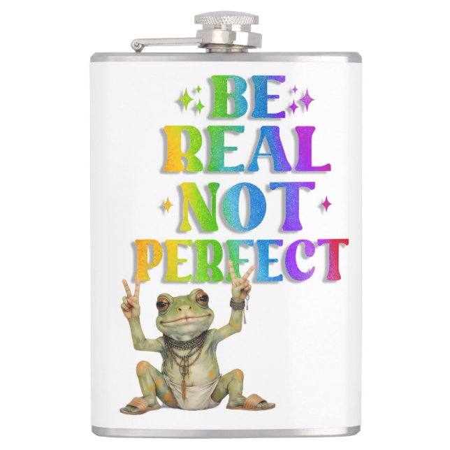 Positive boho frog Hippie  Hip Flask (Front)