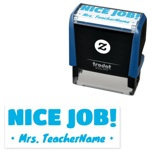 Positive, Bold "NICE JOB!" Educator Rubber Stamp (In Situ)