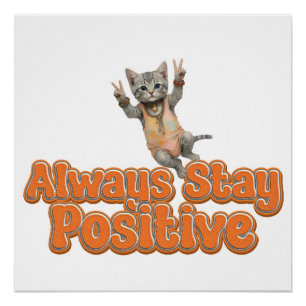 Positive Cat Boho Hippie Kitten Hippie Poster