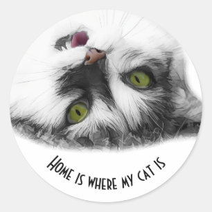 Positive Cat customizable Classic Round Sticker