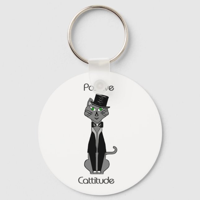 Positive Cattitude Keychain (Front)