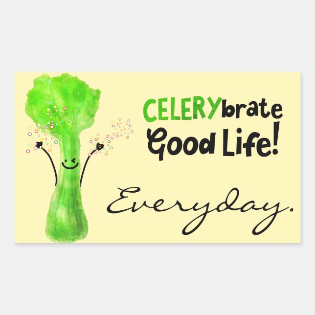 Positive Celery Pun - Celerybrate Good Life Sticker (Front)