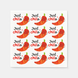 Positive Chili Pepper Pun - Just Chilin Napkin