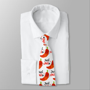 Positive Chili Pepper Pun - Just Chilin Tie