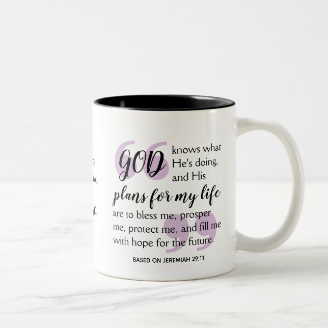 Positive Christian Affirmation GODS PLANS Two-Tone Coffee Mug (Right)