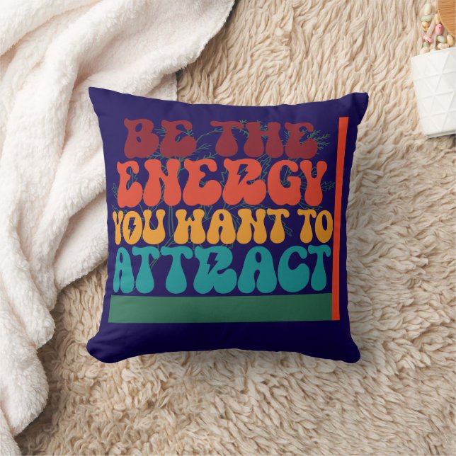 Positive Energy Graphic Design  Throw Pillow (Blanket)