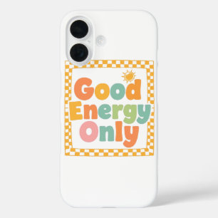 Positive "Good Energy Only" Checkered Frame iPhone 16 Case