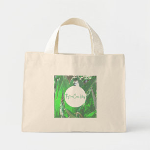 Positive Green Vibes Palm Tree Leaves Pale Pastel Mini Tote Bag