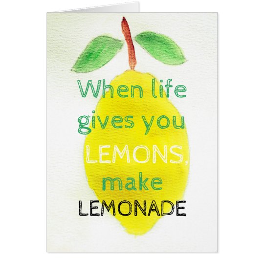 Positive Greeting Card with watercolor lemon