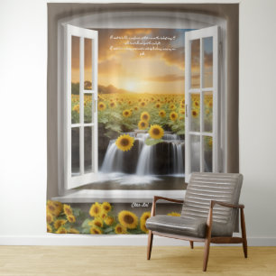 Positive hopeful Sunflowers waterfall Tapestry