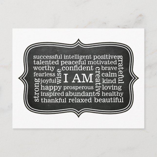 Positive I AM Daily Affirmations for Success Postcard (Front)