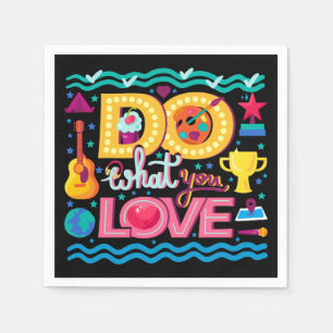 Positive inspirational quote vibrant summer black  napkin