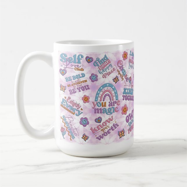 Positive Inspirational Quotes Mug, Retro Cup (Left)