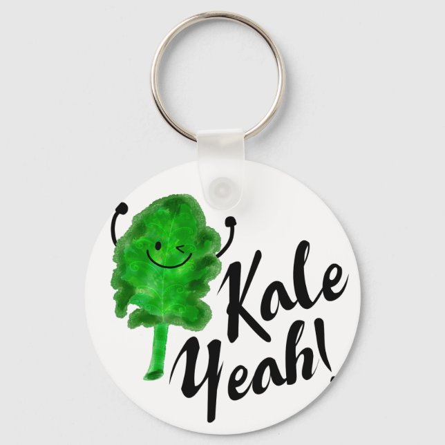 Positive Kale Pun - Kale Yeah! Keychain (Front)