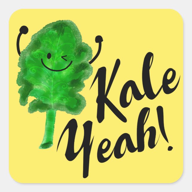 Positive Kale Pun - Kale Yeah! Square Sticker (Front)