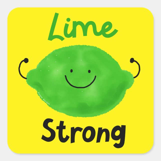 Positive Lime Pun - Lime Strong Square Sticker (Front)