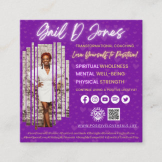 Positive Love Heals Square Business Card