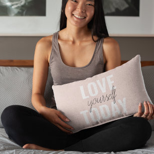  Positive Love Yourself Today Pastel Pink Quote  Accent Pillow
