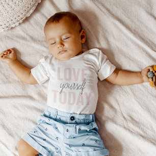  Positive Love Yourself Today Pastel Pink Quote  Baby Bodysuit