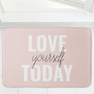  Positive Love Yourself Today Pastel Pink Quote  Bath Mat