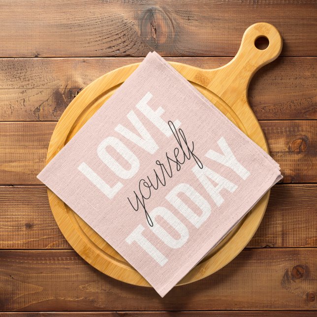  Positive Love Yourself Today Pastel Pink Quote  Kitchen Towel (Creator Uploaded)