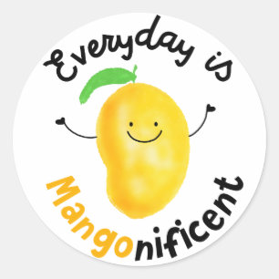 Positive Mango Pun - Everyday is Mangonificent Classic Round Sticker