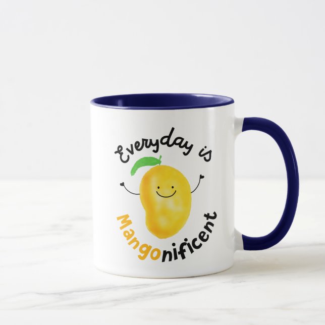 Positive Mango Pun - Everyday is Mangonificent Mug (Right)