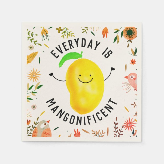 Positive Mango Pun - Everyday is Mangonificent Napkin (Front)