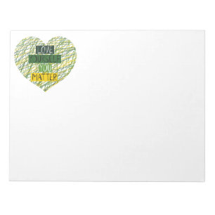 Positive Message and Heart in Mental Health Colour Notepad